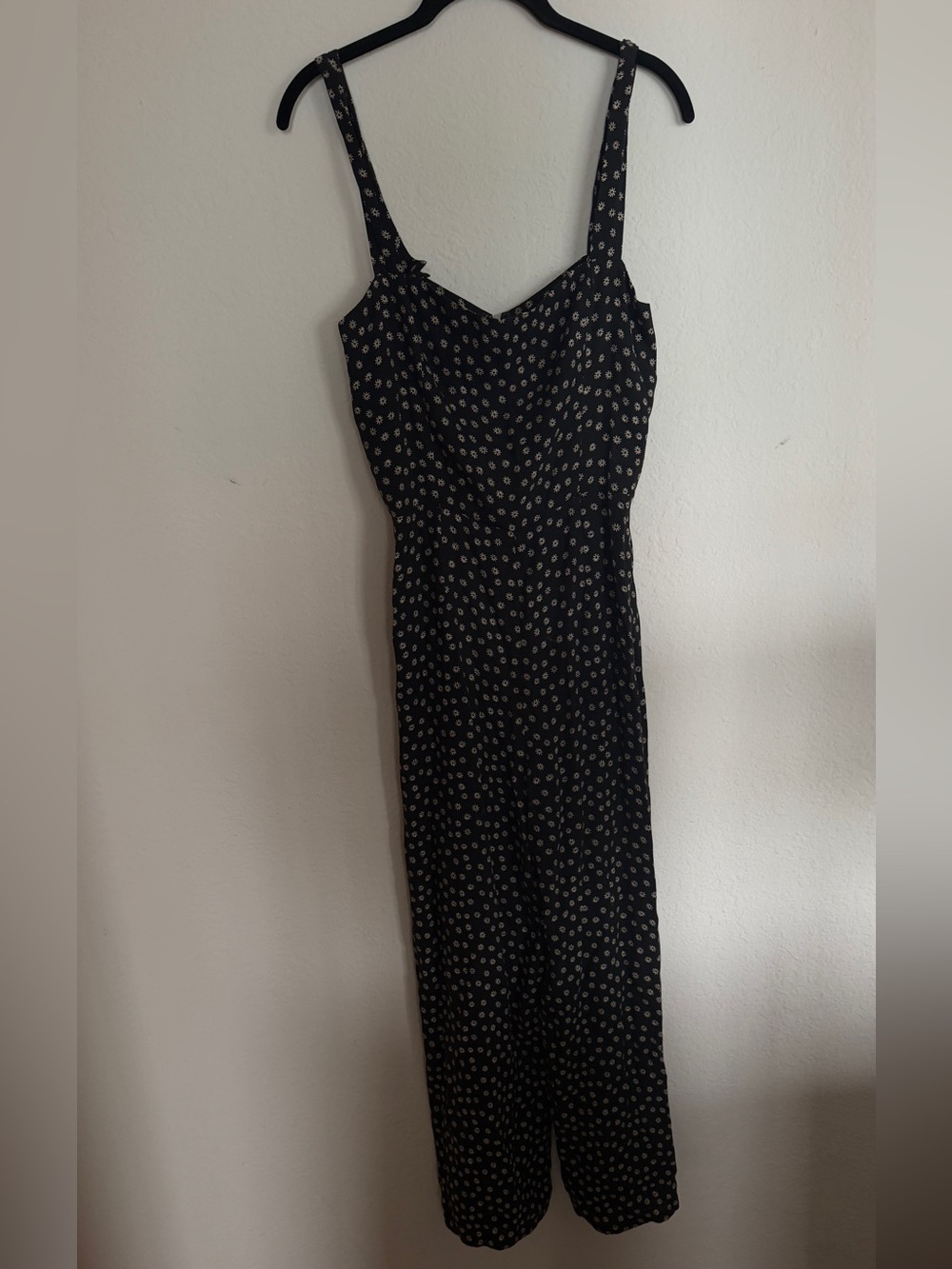 Reformation Black Jumpsuit with White Floral Print